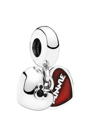 Nur Silver Mickey & Minnie Mouse Kalp Gümüş Sallantılı Charm Nur-ch00013 Çok Renkli