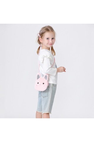 Peluş Trend Çocuk Ayı Kedi Crossbody Çanta - Siyah