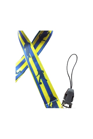 Sarı Lacivert Kart Askı Ipi, Yaka Askı Ipi, Boyun Askı Ve Telefon Askı Aparatı ,2 Cm