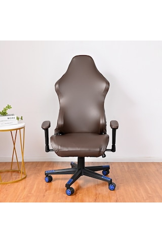 Gajeena Kedi Tırmalamaya Dayanıklı Su Geçirmez Pu Tek Renk Esnek Ofis Oyuncu Sandalye Kılıfı Koyu Kahve, L Boyutu 1 Adet DiğER