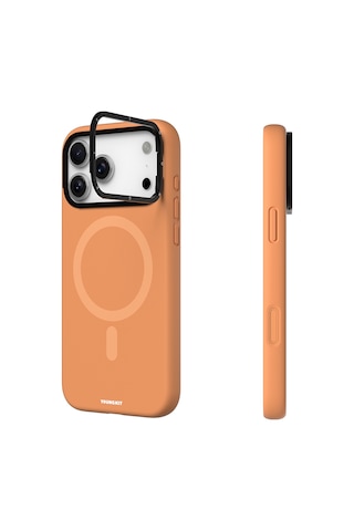 Apple Uyumlu iPhone 17 Pro Max Kılıf M-safe Şarjlı Kamera Standlı Youngkit Gel Cream Serisi Kapak Turuncu Turuncu