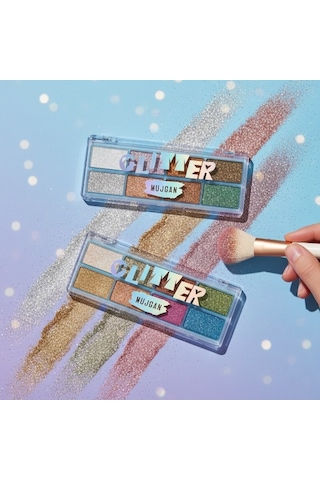 Delux Serisi Davet Şıklığı Göz Farı Makyaj Ürünü 8 Renk Yaz Glitter Far Paleti - 2'li Set Çok Renkli