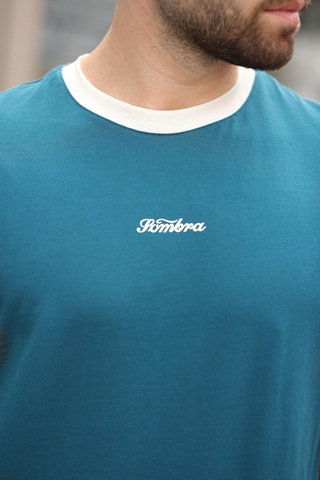 Madmext Petrol Mavisi Baskılı %100 Pamuklu Erkek T-shirt E7135 Petrol Mavisi