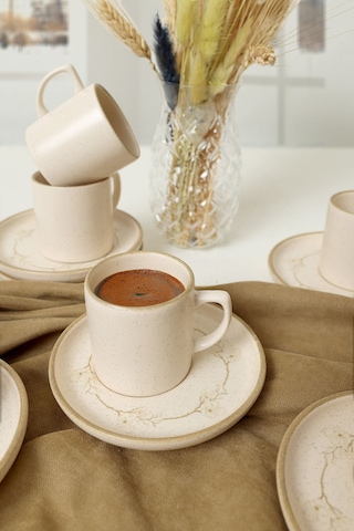 Taupe Bloom Nordic Kahve Takımı 12 Parça 6 Kişilik 22520-28