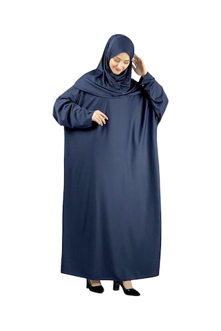 Zarif Namaz Elbisesi Ve Türban Tesbih Set Tesettür Şal Müslüman Kıyafetleri Abaya - Siyah Lacivert