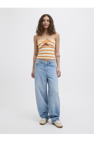 Jack & Jones Kadın Çizgili Straplez Bluz - Linnea - 12277369 Persimmon Orange