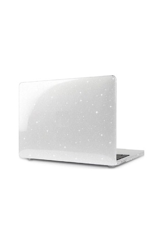 Apple Uyumlu MacBook Air M3 13.6 Inç 2024 M3 Çip A3113 Siyah Şeffaf Kılıf Koruyucu Sert Kapak Parlak Simli