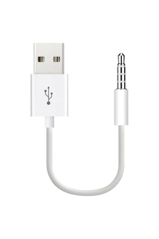 Coverzone İpod Shuffle İle Uyumlu Ent - Usb Şarj Ve Veri Aktarım Kablosu, 3.5 Mm Jack - Usb A Senkronizasyon Kablosu, Şarj Data Bağlantı Kablosu Beyaz
