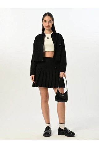 Kız Çocuk Gabardin Ceket Etek Takım-15522 Siyah