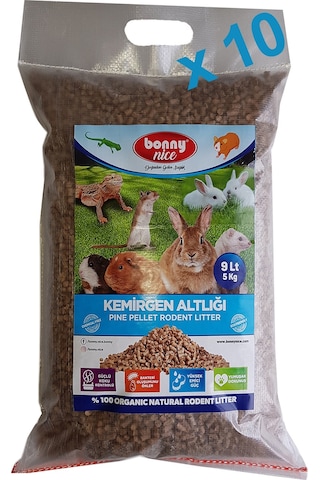 Bonny Nice Organik Sürüngen Taban Kumu Çam Pellet 5 KG 9 L x 10