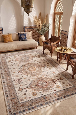 Hoom Rugs Otantik 2608 Multi Vintage Desenli Salon Halısı Çok Renkli