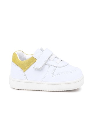 Rakerplus Bob Hakiki Deri Beyaz Nubuk Sarı Bebek Sneaker Ayakkabı
