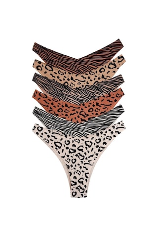 Basic Desenli Lazer Kesim Kadın Brezilya Külot 6'lı Paket Çok Renkli 1 Çok Renkli