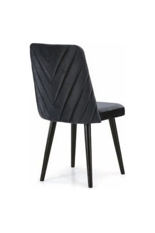 Bera V Desen Ağaç Ayak Serap Sandalye Siyah