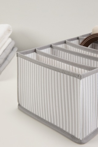 Ocean Home Textile 8 Bölmeli Gri Çizgili Çekmece Düzenleyici 17 x 41,5 x 12 cm