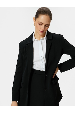 Koton Klasik Blazer Ceket Kapaklı Cepli Düğmeli Siyah 4sak50022uw Siyah
