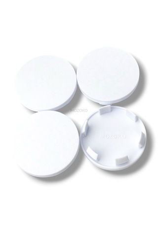 4'lü Set 55 Mm Dış Çap 52 Mm İç Çap Beyaz Logosuz Jant Göbeği Kapağı