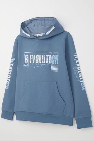 Breeze Erkek Çocuk Sweatshirt Kapüşonlu Kanguru Cepli 9-16 Yaş, İndigo Indigo