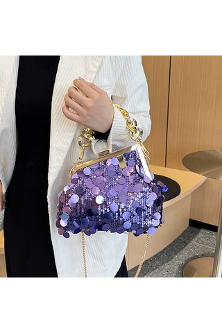 Dachuang "resmi Etkinlikler İçin Zarif Kadın Sequin Crossbody Çantası - Partiler, Konserler Ve Sökülebilir Zincir Kayışı İle Balo İçin Mükemmel" Silver