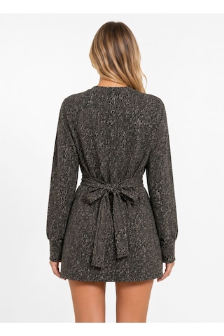 Neden Tekstil Kadın Uzun Kollu Regular Fit Mini Elbise - Siyah