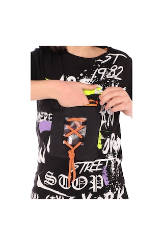 Toontoy Kids Toontoy Erkek Çocuk Armalı Önü Yazı Baskılı Tişört Siyah