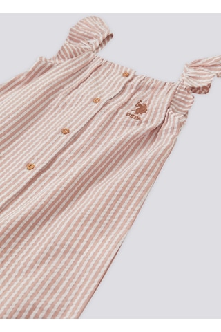 U.S. Polo Assn. Lisanslı Buttond Krem Kız Bebek Tulum 5274-43298 Vizon
