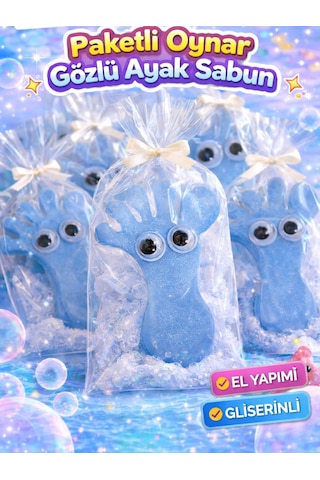 5 Adet Oynar Gözlü Ayak Sabun El Yapımı Gliserinli Çocuk Sabunu Eğlenceli & Hediye Seti