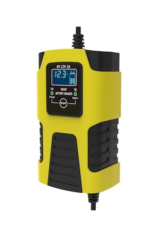 Besthome1 6v-12v 2a Otomobil Motosiklet Aküsü Şarj Cihazı Akıllı Kontrol Lcd Güvenli Sarı
