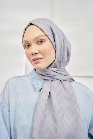Armanda Jakarlı Şal - Zigzag Desenli - Gri - Gri
