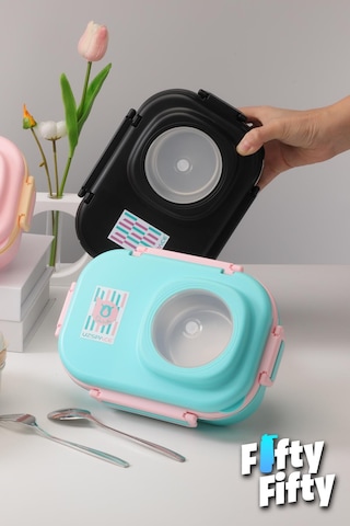 Uzspace 600 Ml Çorba Kaseli-çelik Kaşık Çatallı Paslanmaz Çelik Bento Lunch Box Yeni Nesil Sefer Tası-fflbox8021600 Siyah