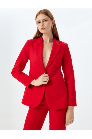 Koton Blazer Ceket Kruvaze Yaka Cep Detaylı Kırmızı 5wak50018uw Kırmızı