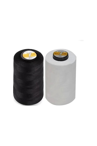Marka 120 No 5000 Mt Siyah Ve Beyaz Polyester Dikiş Ipliği 2 Adet