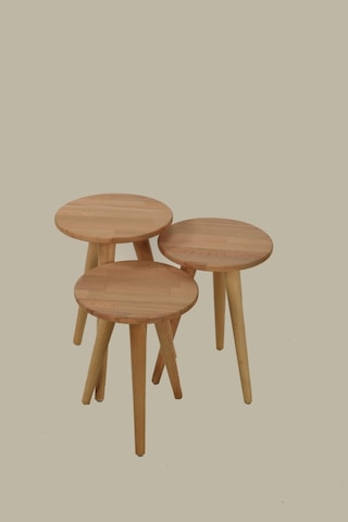 Deco-3002 Ahşap Kayın 3'lü Zigon Sehpa Takımı. Ahşap
