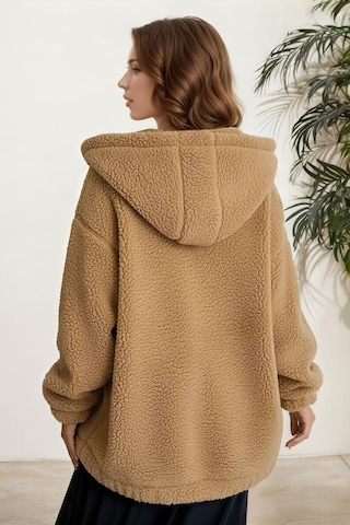 Aclassics Peluş Kuzu Kıvırcık Torba Cepli Kolej Mont Siyah Ks2526 Camel