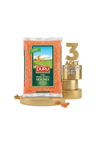 Duru Kırmızı Futbol Mercimek 3x1 Kg