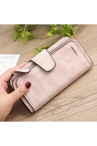 Kadın Bozuk Para Bölmeli Pu Deri Uzun Cüzdan Kahverengi B821 Kahverengi Kahverengi