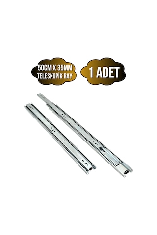 Teleskobik 35mm Çekmece Ray Bilyeli Mobilya Dolap Rayı 50cm 35mm 1 Takım Krom Çok Renkli