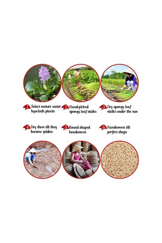 Oval Dokuma Amerikan Servisleri, Hasır Örgülü Rattan Amerikan Servisleri, 12x16 İnç 4'lü Paket Kahverengi