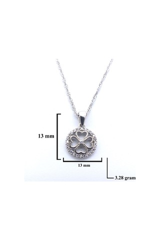 Ferizz Zirkon Taşlı Yonca Motifli Gümüş Kolye Gk-306