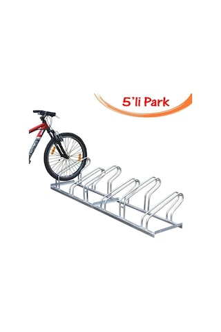 Bisiklet Park Yeri Bisiklet Park Demiri 5'li Gri Renk 40x180 Cm