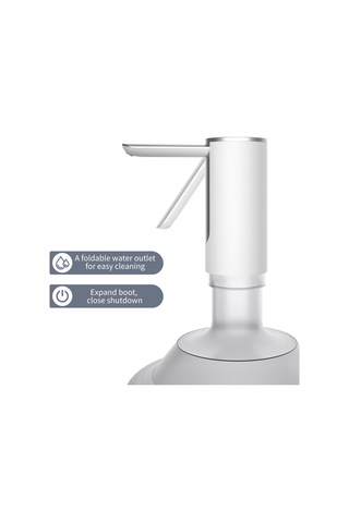 Leezsing Katlanabilir Su Şişesi Dağıtım Pompası Usb Şarj Edilebilir Su Geçirmez İçme Suyu Dağıtım Pompası Beyaz