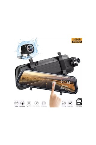 Dikiz Aynası Araç Kamerası 10"ekran Fhd 1080p Ekranlı Geri Görüş Kamerası Türkçe 4k 64gb Kart