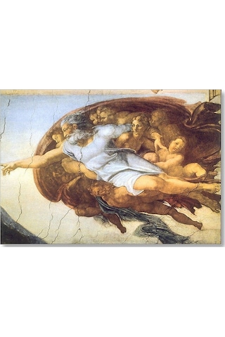 Cakasepetim Michelangelo İnsanın Yaratılışı Ve Yüce Tanrı Ahşap Mdf Tablo