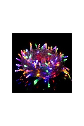 10 Metre Fişli Led Işık - 100 Led Rgb Renkli Yılbaşı Dekorasyon Lambası 10c