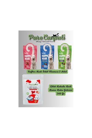 Purecanpati Kedi Kumu Koku Giderici Çilek Kokulu + 3 Çeşit Kedi Ödülü