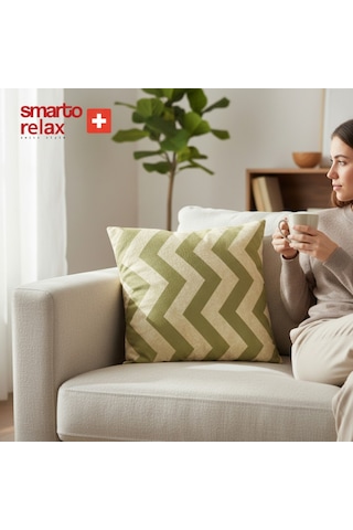 Smarto Relax Içi Dolgulu Kırlent 45x45 Cm Kare Salon & Berjer Kırlenti Beyaz - Yeşil