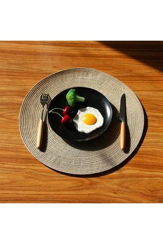 Springsun Yuvarlak Örgü Masa Altlığı - 6'lı Paket, 15 İnç, Isı Yalıtımlı Mutfak Ve Yemek Masası İçin Açık Kahverengi