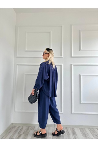 Keymoda Kadın Gömlek Pantolon Takım Lacivert Lacivert