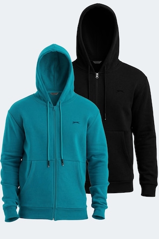 Slazenger Vonda 2 Li Set Erkek Sweatshırt Siyah - Petrol