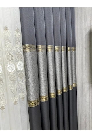 Nivemeshome Manavgat Antrasit-gold Ft632113 V-2501 1/3 Sık Pileli Fon Perde Apm Antrasit